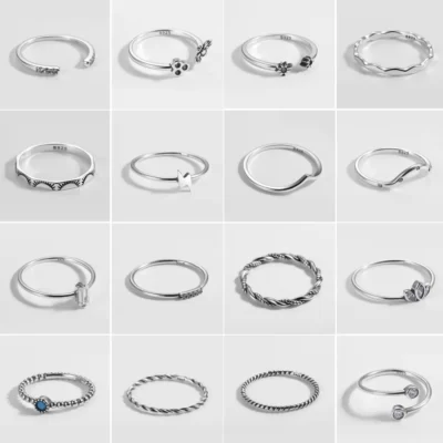 Thật 100% Bạc 925 Đơn Giản Cơm Từ Nhẫn Mỏng Cho Nữ Hợp Thời Trang Cao Cấp Mỹ Trang Sức Xếp Chồng Xoắn Ngón Tay Nhẫn quà Tặng