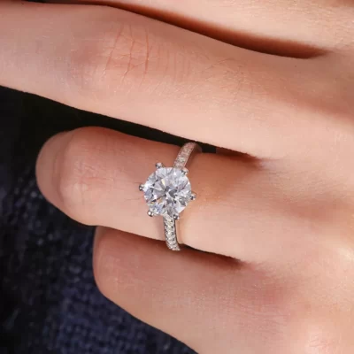 Thật Chắc Chắn Vàng Trắng 14K 2.0Carats Tròn Cắt D Màu VVS1 Moissaanite Nhẫn Kim Cương Cho Nữ Cao Cấp Nhẫn Đính Hôn
