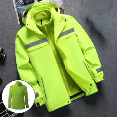 Áo khoác phản quang chống thấm nước và ấm áp với vải lót lông cừu Dechable 3 trong 1 Hi Vis Áo khoác bảo hộ lao động chống gió cho nam mùa đông L-7XL
