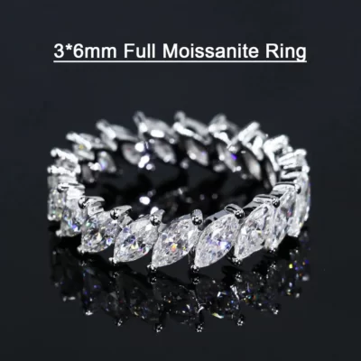 Thanh Bình Ngày Thực D Màu 3*6 Mm Hầu Tước Cắt Full Moissanite Nhẫn Cưới Nữ Tặng S925 Bạc bộ Trang Sức Viễn Chí Bảo