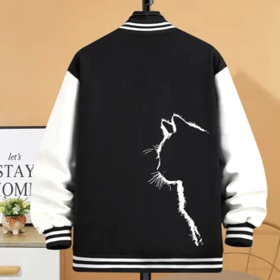 Đơn Giản Nét Của Mèo Áo Khoác Nam Nữ Bông Tai Kẹp Giày Đường Phố Đồng Phục Bóng Chày Thời Trang Áo Khoác Ấm Áo Khoác Nam
