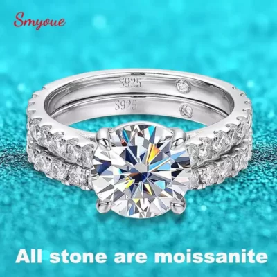 Smyoue Mạ 18 K 0.6-4.2CT Tất Cả Moissanite Cho Nữ, Nhẫn Nữ Lấp Lánh Cưới Sang Trọng Kim Cương Ban Nhạc Mặt Dây Chuyền Trang Sức Bạc 925 GRA