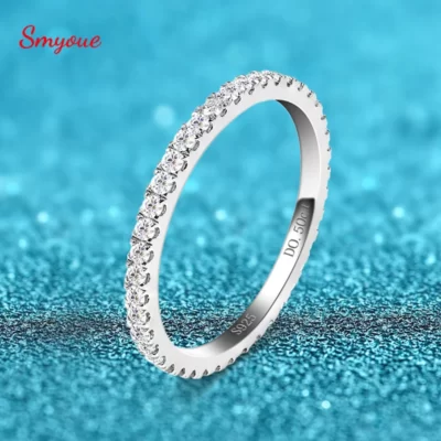 Smyoue Mạ Vàng Trắng 18 K Full Eternity Moissanite Cho Nữ, Nhẫn Nữ Phù Hợp Với Đám Cưới Kim Cương Ban Nhạc S925 Mặt Dây Trang Sức Bạc
