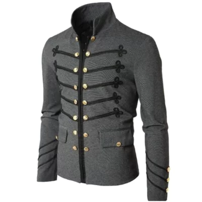 Phong cách khoa học viễn tưởng Nam Gothic Quần Áo Quân Sự Áo Thời Trung Cổ Vintage Áo Cổ Đứng Đá Frock Áo Khoác Nam Retro Punk Áo Khoác