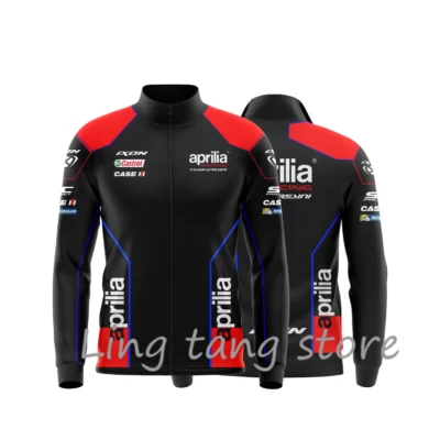 Áo khoác đen đua xe mùa đông nam thể thao sành điệu dành cho đội Aprilia No. 12 No. 41 Driver Fan Top