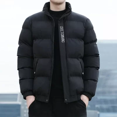 Thời Trang Mùa Đông Nam Áo Khoác Cotton Chống Gió Thiết Kế Có Túi Có Cổ Áo Khoác Nam Ngắn Đẹp Trai Áo Bông Áo Khoác