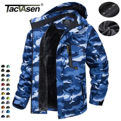 TACVASEN Lót Lông Cừu Núi Áo Khoác Nam Đi Bộ Đường Dài Áo Ngoài Trời Có Thể Tháo Rời Có Mũ Áo Khoác Trượt Tuyết Ván Trượt Tuyết Áo Khoác Dù Mùa Đông Áo Khoác Ngoài