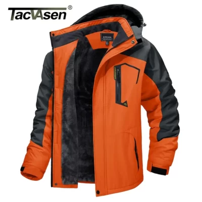TACVASEN Mùa Đông Nam Trượt Tuyết Áo Khoác Hood Chống Thấm Nước Đi Bộ Đường Dài Câu Cá Du Lịch Áo Khoác Nỉ Ván Trượt Tuyết Áo Khoác Ngoài Trời Áo Khoác Dù Áo Gió