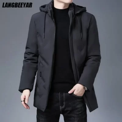 Chất Lượng Hàng Đầu Thương Hiệu Mới Có Mũ Trùm Đầu Thời Trang Dài Làm Dày Áo Khoác Ngoài Parkas Áo Khoác Nam Mùa Đông Áo Gió Áo Khoác Nam Quần Áo