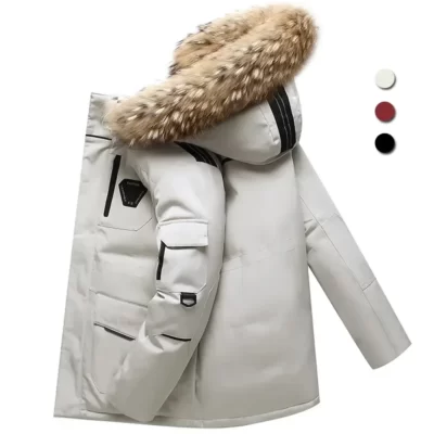 Mùa Đông Xuống Áo Khoác Nam 90% Trắng Vịt Xuống Parkas Lông Trung Dài Cổ Lông Nam -30 Độ Giữ Ấm làm Dày Tuyết Overcoats