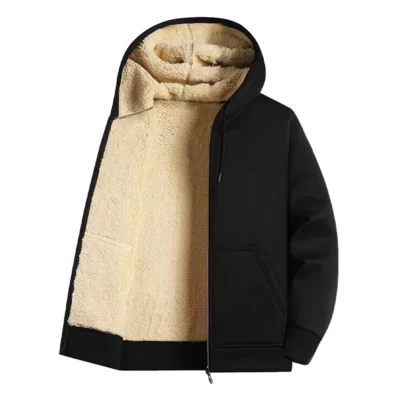 Áo khoác mùa đông Nam Lambswool Ấm Làm Dày Áo Chạy Bộ Cổ Khóa Kéo Lên Áo Khoác Nam Áo Sang Trọng Lót Áo Cardigan