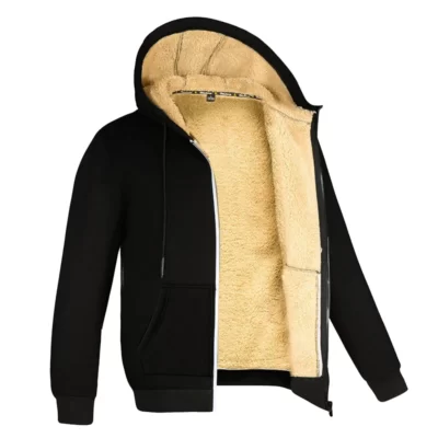 Mùa đông Lambswool Dây Kéo Áo Khoác Làm Dày Ấm Áo Dài Tay Áo Nỉ Thể Thao Thường Ngày Trang Đen Áo Khoác Có Mũ Trùm Đầu Nam Áo Khoác
