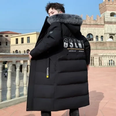 Mùa Đông Nam Dài Áo Khoác Thời Trang Nam Cổ Lông Nhiệt Parkas Cổ Điển Áo Khoác Áo Ấm Áo Gió Đệm Nam Quần Áo