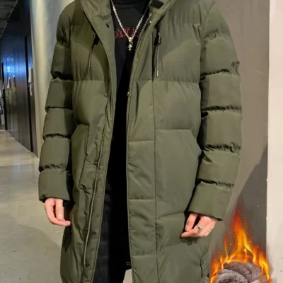 Mùa Đông Nam Dài Áo Khoác Dù Ấm Lông Cừu Có Mũ Áo Gió Áo Khoác Dày Lót Bông Nhiệt Parkas Plus Kích Thước 8XL
