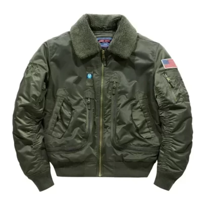 Mùa Đông Ấm Áp Làm Dày Nam Chiến Thuật Quân Sự Áo Túi Lớn Phi Công Không Quân Áo ArmyGreen Áo Khoác Bomber Có Ve Áo-Cổ Áo Liền Quần