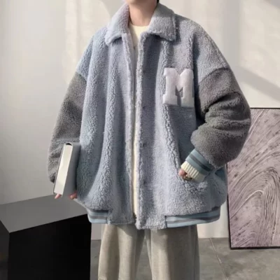 Y2K Thời Trang Mùa Thu Đông Cashmere Áo Khoác Nam Áo Khoác Bóng Chày Đồng Nhất Phiên Bản Hàn Quốc Rời Joker Áo Lót Bông Áo Khoác