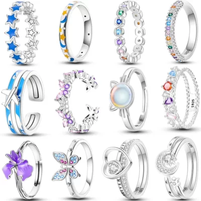 Zircon Nhẫn Đứng Kim Cương Mới Chính Hãng Bạc 925 Thời Trang Phổ Biến Nữ Nhẫn Đứng Kim Cương Tạo Ra Trang Sức Thời Trang Cho Nữ