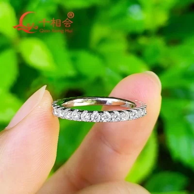 Tuổi Chắc Chắn 2 Mm Moissanite Full Vĩnh Cửu Vòng Ban Nhạc Bạc 925 Tròn Trắng Moissanite Món Quà Trang Sức Kim Cương Có Niên Đại Đảng Nữ