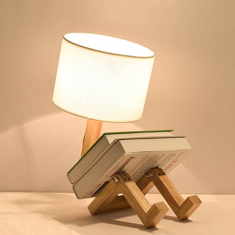 Gỗ chắc chắn vải sáng tạo Bắc Âu tối giản đèn bàn LED đầu giường phòng - DDB-796