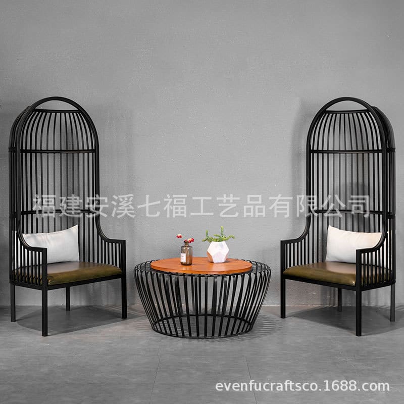Bàn ghế Gió Công Nghiệp Lồng Chim Ghế Sắt Rèn Bàn Ghế Ngoài - BGCF-987