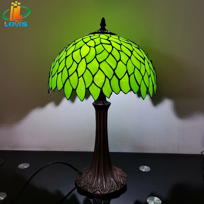 Đèn 12 Inch Đèn Bàn Lá Xanh Tiffany Phong Cách Phòng Khách Để Bàn Than - DDB-175