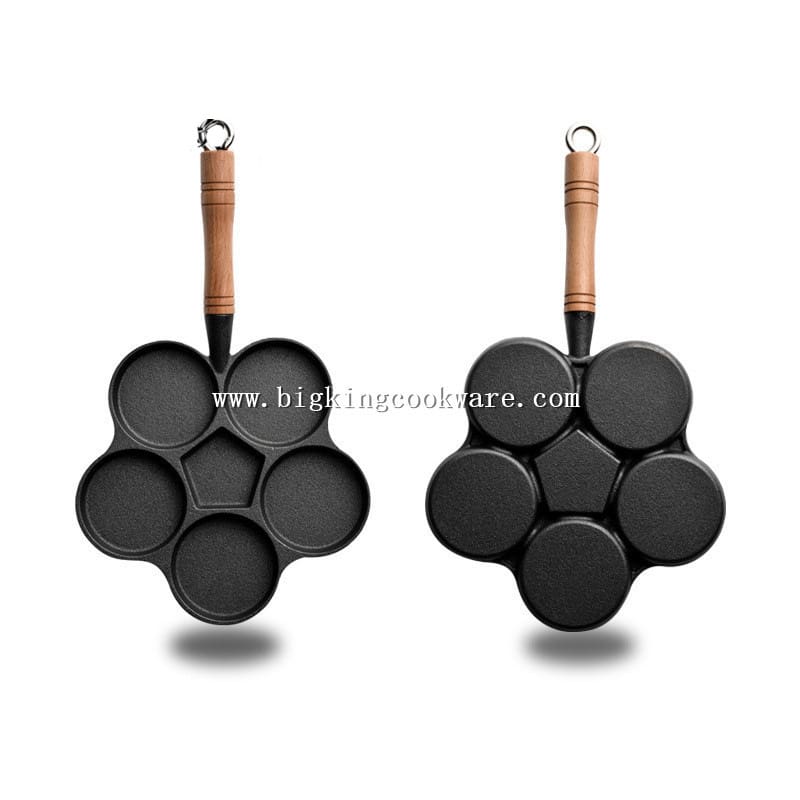 Quanheng dầu thực vật không tráng gang 6 lỗ hamburger cao cấp, tiện lợi cho n THN-152