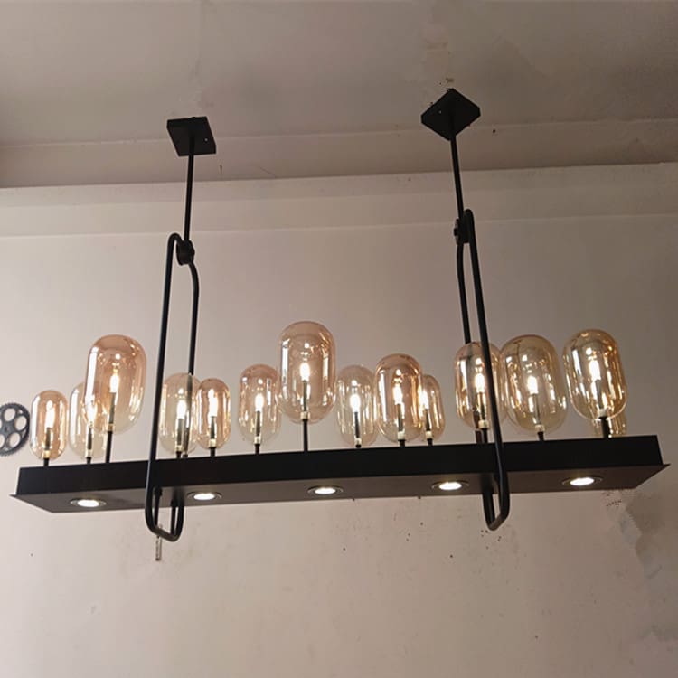 Bắc Âu Sáng Tạo Đèn Chùm Thủy Tinh Hình Chữ Nhật Kỹ Thuật - DTN-639