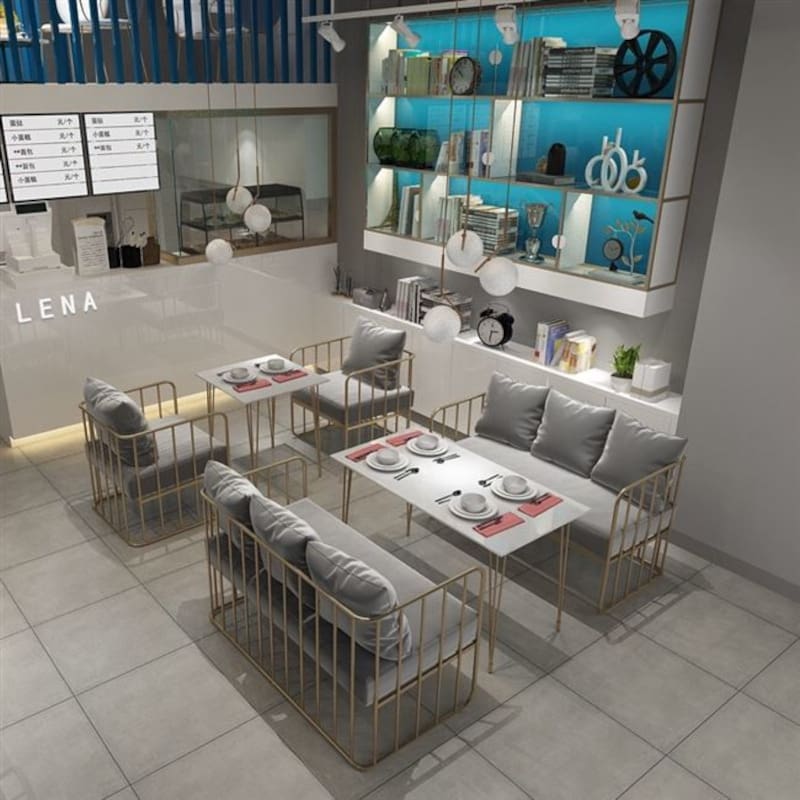 Bàn ghế Bắc Âu Sang Trọng Lưới Đỏ Sắt Vải Sofa Ghế Quán Trà - BGCF-1410