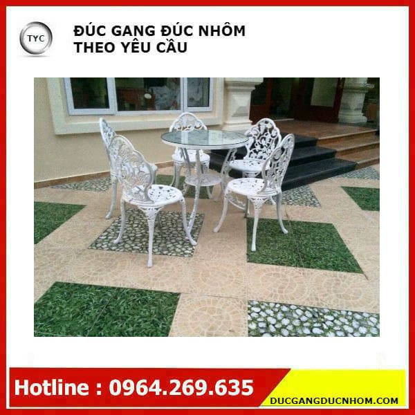 Bàn ghế mẫu bàn ghế gang ngoài trời bền đẹp, thân thiện môi trường BGSV_1573