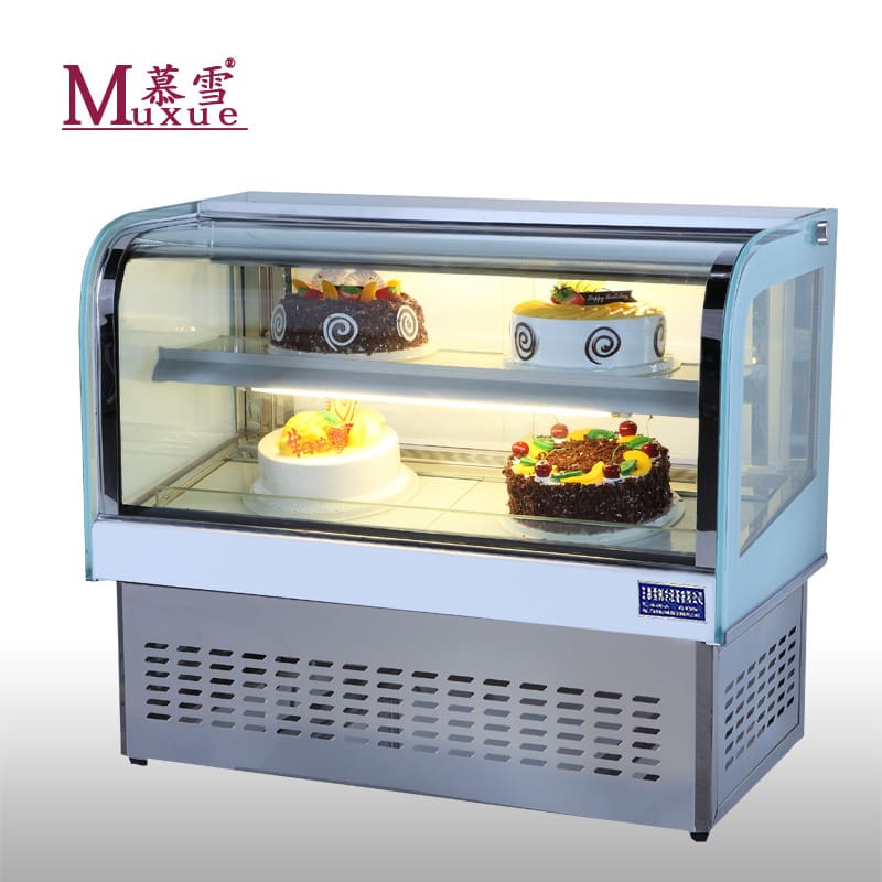 Bàn muxue cong quầy trưng bày bánh hàng đầu tủ cao cấp, tiện lợi cho nhà hàng THN-686