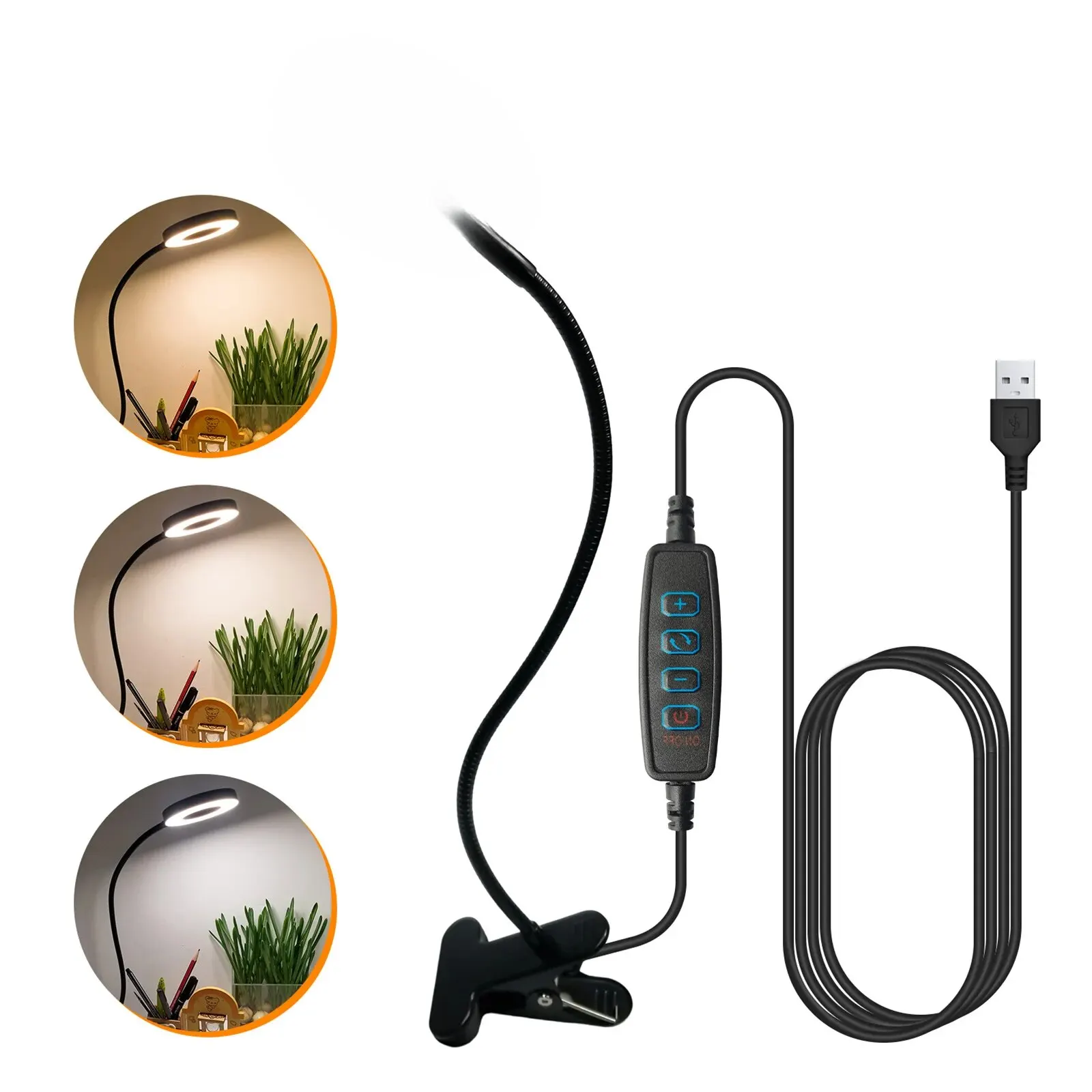Đèn 360 Độ Ống Linh Hoạt Đèn LED Để Bàn Kẹp USB Đầu Giường Ký Túc Xá B - DDB-402