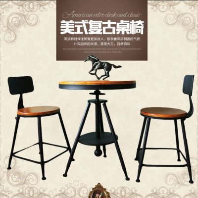 Bàn ghế cafe quán trà sữa ban công sân gỗ đặc sắt rèn Bàn - BGCF-1127