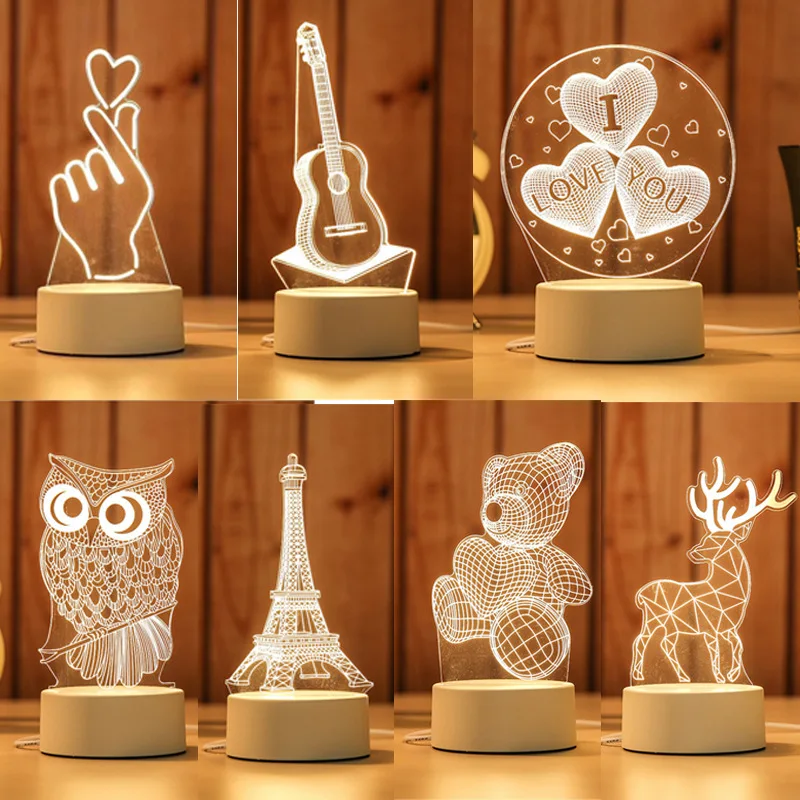 Đèn 3D Đèn Acrylic Đèn Ngủ LED Gấu Khủng Long Trẻ Em Đèn - DTN-98