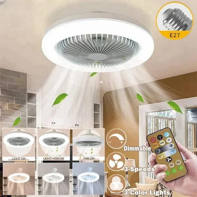 Đèn Quạt Trần 3In1 Có Đèn Chiếu Sáng E27 Bộ Chuyển Đổi Đế - DTN-274