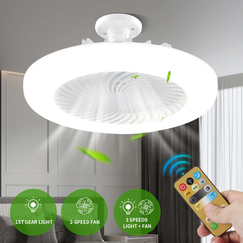 Đèn Quạt Trần 3in1 Có Đèn Chiếu Sáng E27 Bộ Chuyển Đổi Cơ - DTN-291