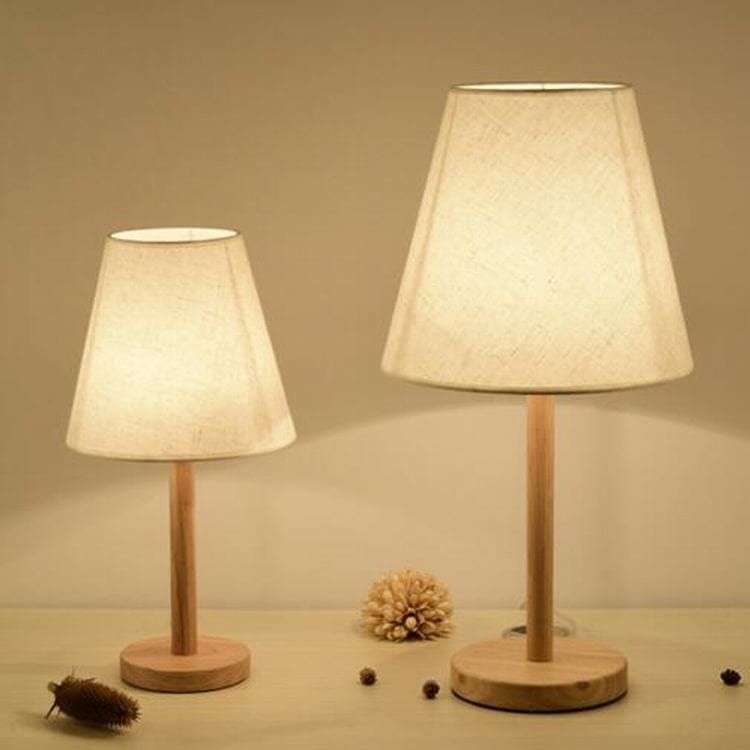 Bắc Âu đơn giản gỗ nghệ thuật vải lanh sàn đèn bàn phòng ngủ đèn ngủ k - DDB-640