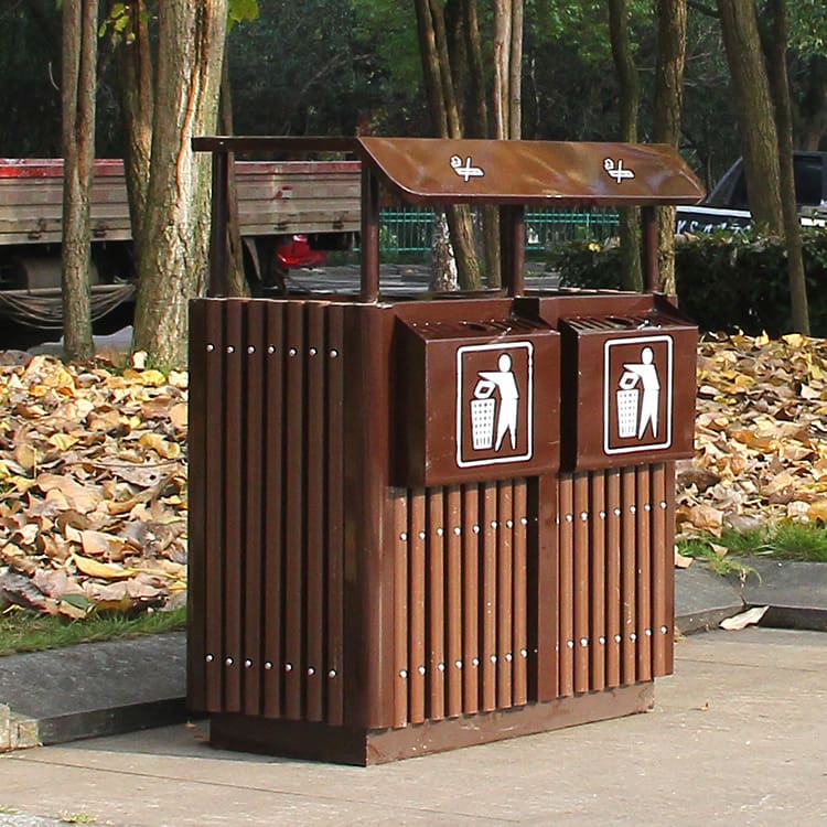 Thùng rác ngoài trời gỗ nhựa thùng rác vệ sinh ngoài trời bền đẹp, thân thiện TGNT_872