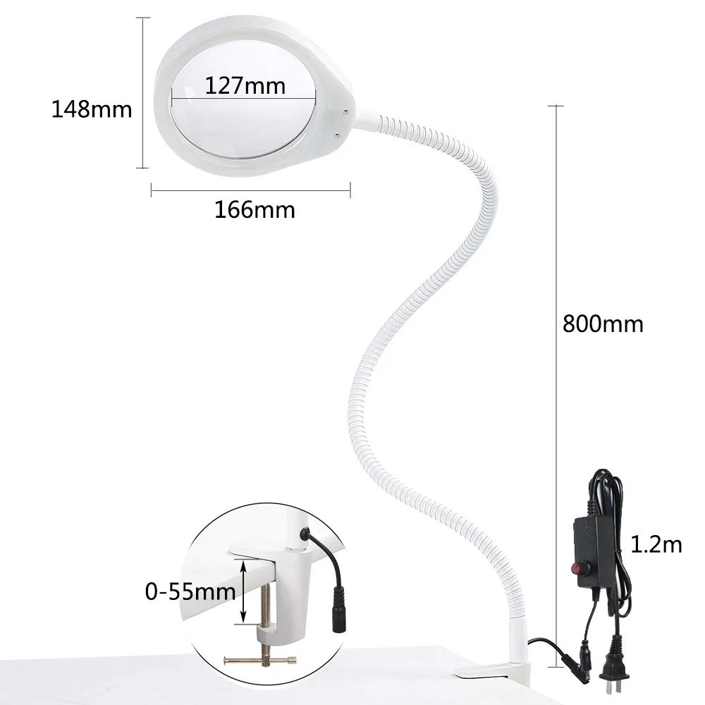 Đèn 8X 10X 20X Để Bàn Kính Lúp Có Đèn LED Chiếu Sáng Kính Lúp Đèn Kính - DDB-354