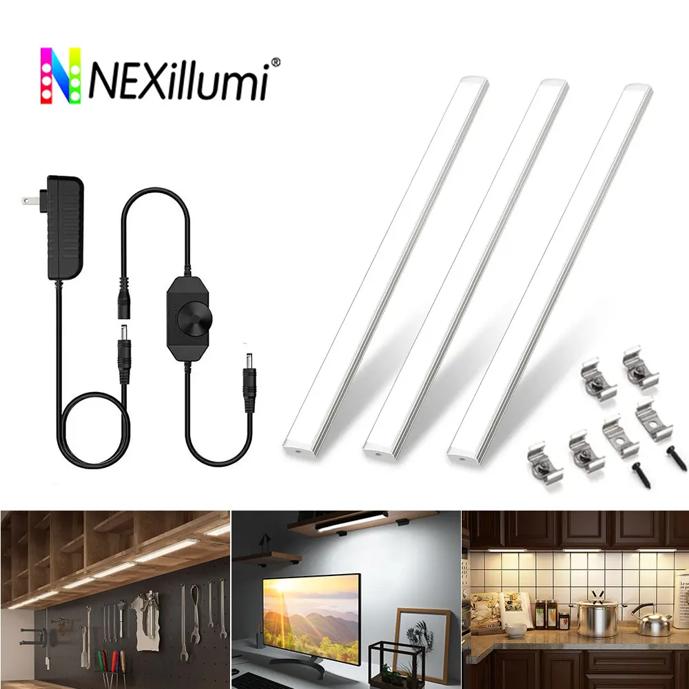 Đèn LED dưới tủ 90 cm, có thể điều chỉnh độ sáng, 3 đèn LED - DTN-536