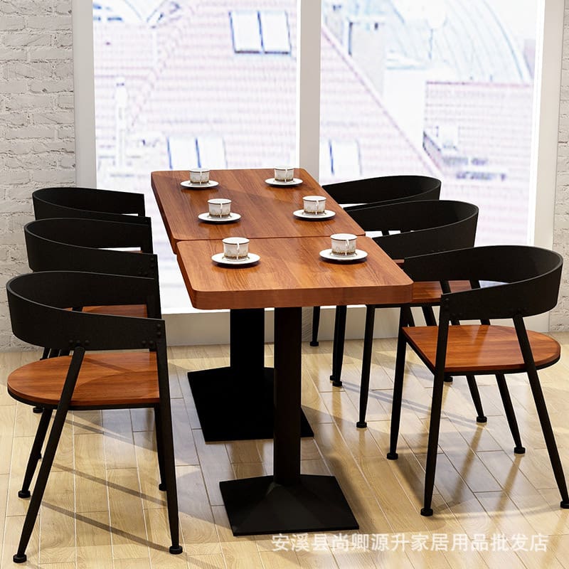 Bàn ghế Nhà hàng sắt mỹ nghệ gỗ đặc quán cà phê quán trà - BGCF-733