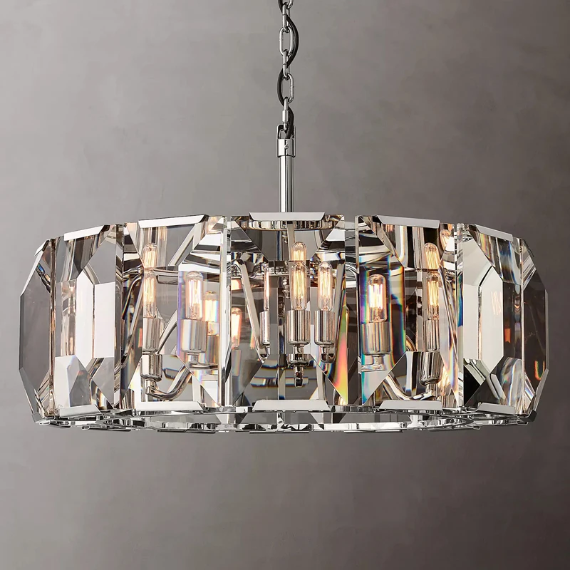 Mỹ Mờ Đèn LED Vàng Chrome Đen Đèn Chùm Pha Lê Chiếu Sáng Lustre Treo Đèn - DC-01
