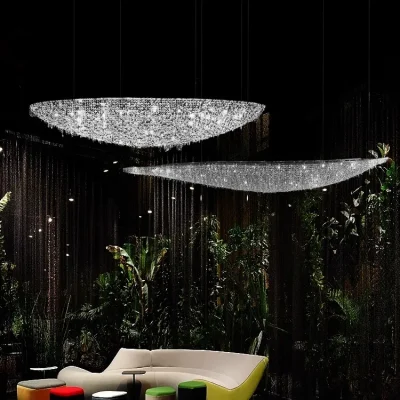 Art Deco K9 Crystal Series Thuyền Mặt Trăng LED Âm Trần Chrome Đèn Chùm - DC-352