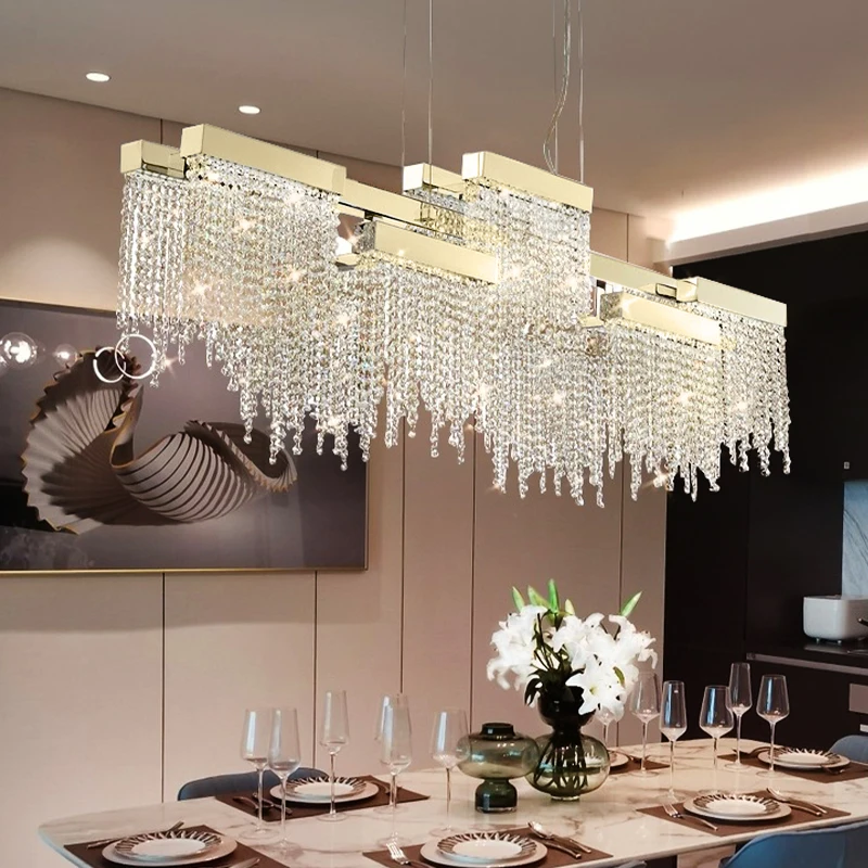 Nghệ Thuật Pha Lê Sang Trọng Tua Rua LED Ốp Trần Đèn Chùm Vàng Lustre M - DC-112