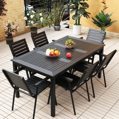 Bàn ghế ngoài trời gỗ nhựa sân trong bàn chống ngoài trời bền đẹp, thân thiện BGSV_960