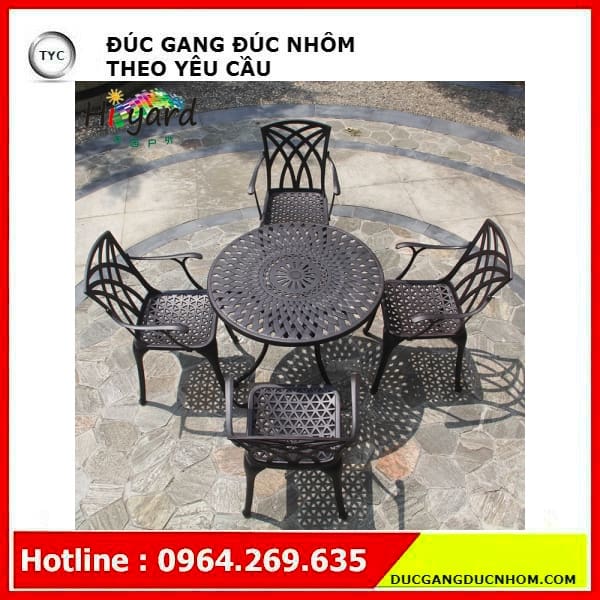 Bàn ghế nhôm đúc ngoài trời bàn ghế sân vườn ngoài trời bền đẹp, thân thiện m BGSV_1159