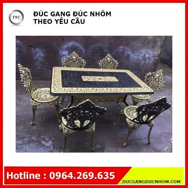 Bàn ghế nhôm đúc ngoài trời bàn ghế sân vườn ngoài trời bền đẹp, thân thiện m BGSV_1156