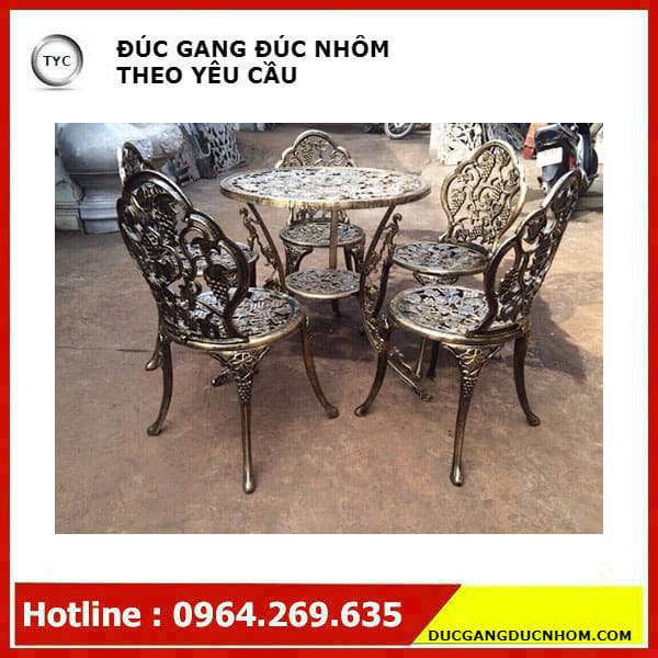 Bàn ghế nhôm đúc khuôn viên sân vườn ngoài trời bền đẹp, thân thiện môi trườn BGSV_1134