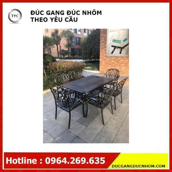 Bàn ghế sân vườn nhập khẩu bàn ghế nhôm đúc nhập khẩu ngoài trời bền đẹp, thâ BGSV_1316