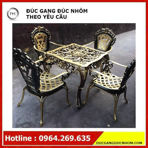 Bàn ghế sân vườn nhôm đúc 028 ngoài trời bền đẹp, thân thiện môi trường BGSV_ BGSV_1329