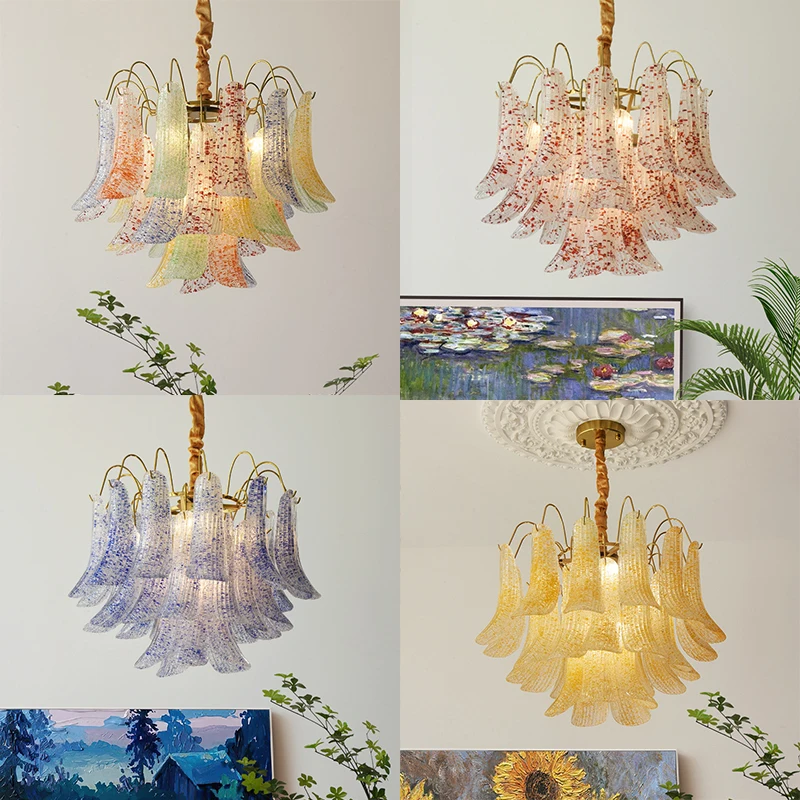 Thủy Tinh Nhiều Màu Sắc Hiện Đại Lãng Mạn Nghệ Thuật Đèn Chùm Trần 2024 - DC-50